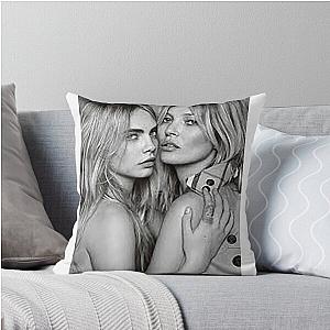 Cara Delevingne and Kate Moss Throw Pillow