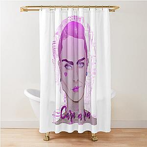 Cara Delevingne on Distorted Pink Shower Curtain