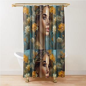 Cara Delevingne with Flowers Shower Curtain