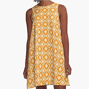 Orange Quatrefoil Diamond Pattern A-Line Dress