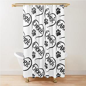 Carrie's dog or cat name in a heart with a paw, great gift for dog or cat owners Shower Curtain