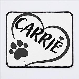 Carrie Pet Dog or Cat Name in a Heart with a Paw, Great Gift for Pet Owners Mouse Pad