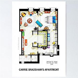 Carrie Bradshaw's Apartment Floorplan v.2 Poster