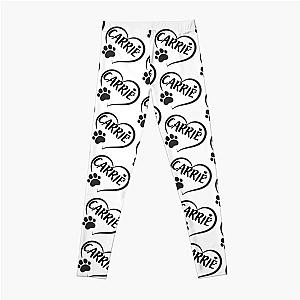 Carrie pet dog or cat name in a heart with a paw, great gift for dog or cat owners Leggings