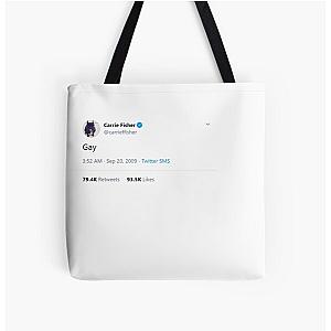 Carrie Fisher Gay All Over Print Tote Bag