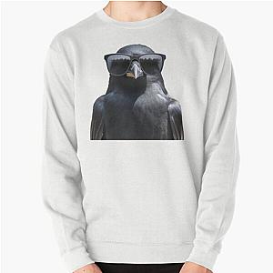 Cool Carrion crow Bird wearing sunglasses Pullover sweatshirt