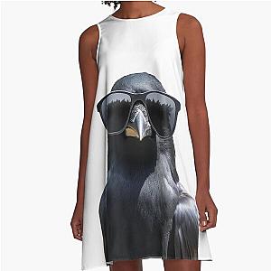 Cool Bird wearing sunglasses Carrion crow in an A-Line Dress