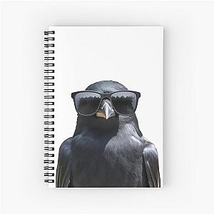 Funny Carrion crow Bird wearing sunglasses Spiral Notebook