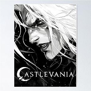 Castlevania TV Series Alucard Fan Art Minimalist Black & White Poster