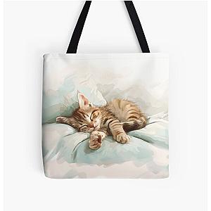 Cute kitten taking a catnap 30 All Over Print Tote Bag