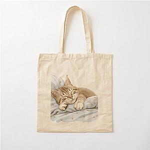 Cute kitten taking a catnap 28 Cotton Tote Bag