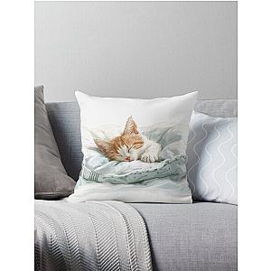 Cute kitten taking a catnap 27 Throw Pillow