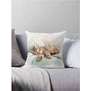 Cute kitten taking a catnap 30 Throw Pillow