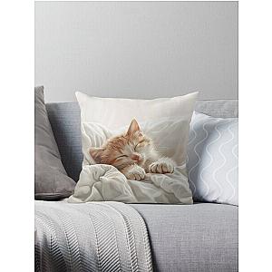 Cute kitten taking a catnap 24 Throw Pillow