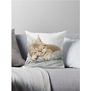 Cute kitten taking a catnap 28 Throw Pillow