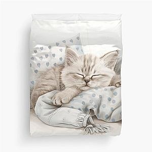 Cute kitten taking a catnap 26 Duvet Cover