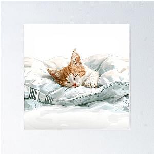 Cute kitten taking a catnap 27 Poster