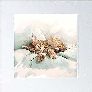 Cute kitten taking a catnap 30 Poster