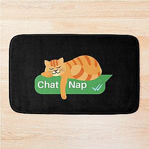 Funny Tabby Cat Sleep - Chat Text Box - Catnap  Bath Mat