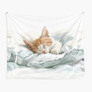 Cute kitten taking a catnap 27 Tapestry