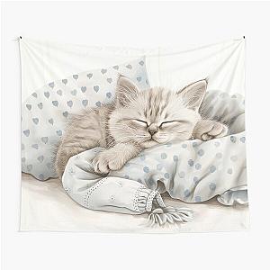 Cute kitten taking a catnap 26 Tapestry