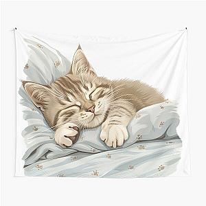 Cute kitten taking a catnap 28 Tapestry