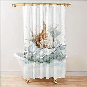 Cute kitten taking a catnap 27 Shower Curtain