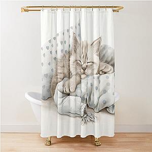 Cute kitten taking a catnap 26 Shower Curtain