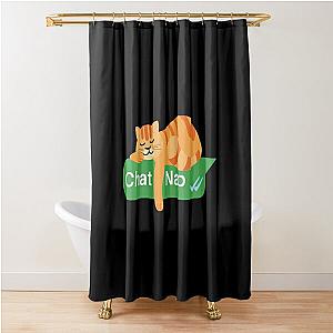 Funny Tabby Cat Sleep - Chat Text Box - Catnap  Shower Curtain