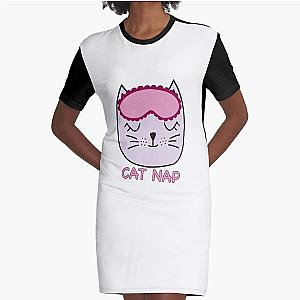 Cute Catnap Graphic T-Shirt Dress