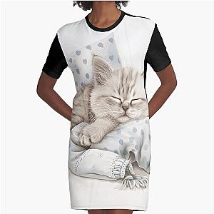 Cute kitten taking a catnap 26 Graphic T-Shirt Dress