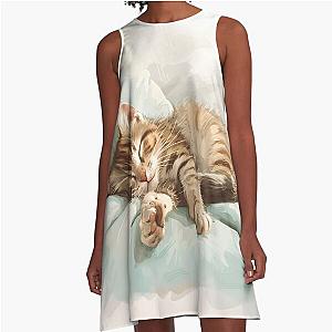 Cute kitten taking a catnap 30 A-Line Dress