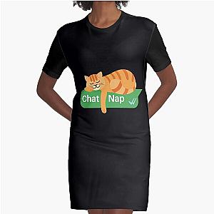 Funny Tabby Cat Sleep - Chat Text Box - Catnap  Graphic T-Shirt Dress