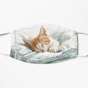 Cute kitten taking a catnap 27 Flat Mask