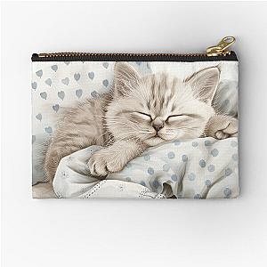 Cute kitten taking a catnap 26 Zipper Pouch