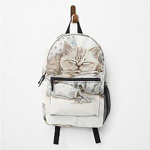 Cute kitten taking a catnap 26 Backpack