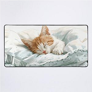 Cute kitten taking a catnap 27 Desk Mat