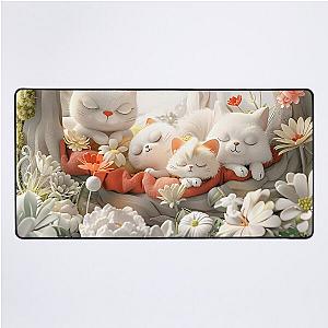 Cute kitten taking a catnap 40 Desk Mat