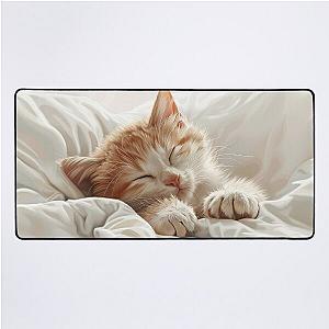 Cute kitten taking a catnap 24 Desk Mat