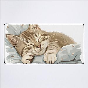 Cute kitten taking a catnap 28 Desk Mat