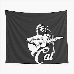 Cat Stevens White Stencil Essential Funny Tapestry