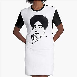 Cha Eun Woo Black on White Photo Print Graphic T-Shirt Dress