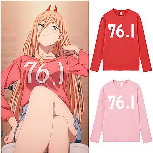 Chainsaw Man Power 76.1 Words Printing Cosplay Long Sleeve T Shirts