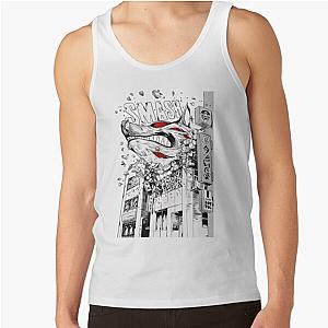 Chainsaw Man Tank Tops - Chainsaw Man Dog Smash Manga Panel Black White Red Tank Top RB0908 #555601