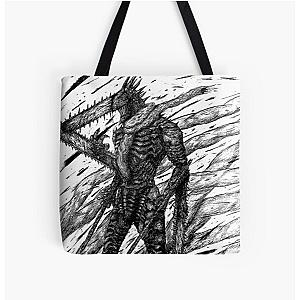 Chainsaw Man Bags - Chainsaw Man Black and White All Over Print Tote Bag RB0908 #555856
