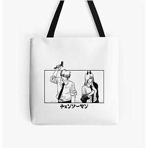 Chainsaw Man Bags - Chainsaw Man Denji and Power All Over Print Tote Bag RB0908 #555853