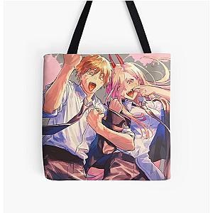 Chainsaw Man Bags - CM Denji and Power All Over Print Tote Bag RB0908 #555852