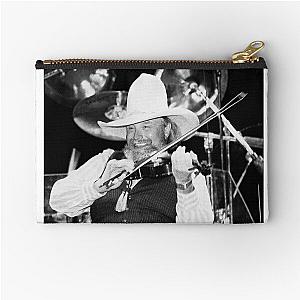 Charlie Daniels - BW Photograph Zipper Pouch