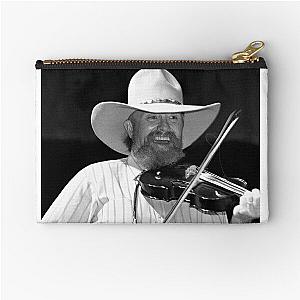 Charlie Daniels - BW Photograph Zipper Pouch