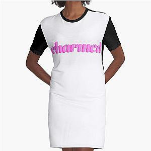 Charmed Pastel Pink Typography Graphic T-Shirt Dress